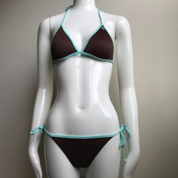 Billabong BLUE CRUSH era bikini brown reversible triangle set - Picture 5 of 9